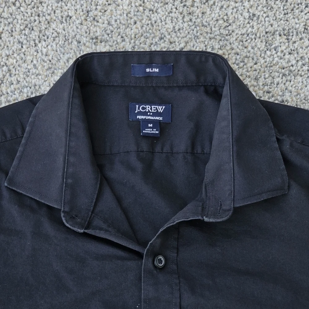 J. Crew Slim Fit Stretch Performance Black Button Down Shirt Men's Size Medium